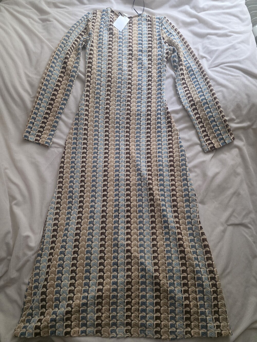 H&M Crochet-Look Maxi Dress Light beige/patterned Bnwt Unlined See-through - Picture 4 of 16